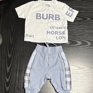 Burberry White and Light Blue Baby Outfit- POST SHIRT ONLY